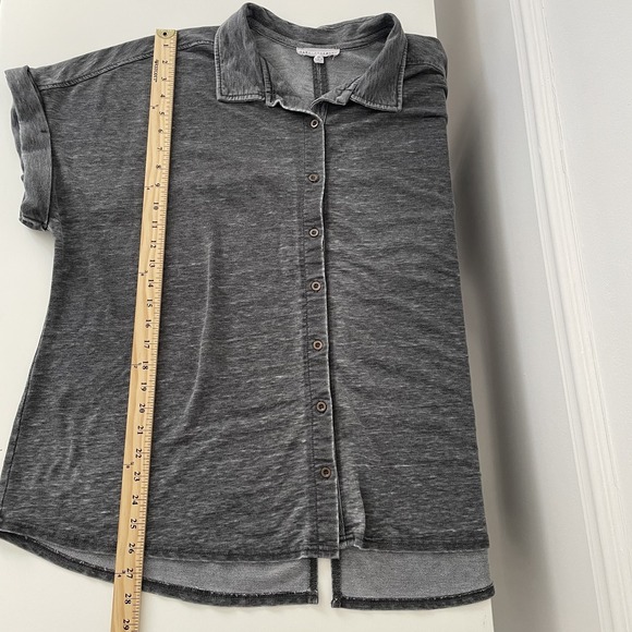 Jane & Delancey Short Sleeve Button Front Knit Shirt Gray 2X Comfy Basic Casual - Picture 10 of 10